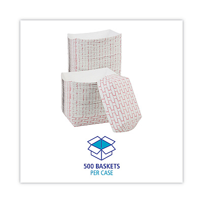 Boardwalk Paper Food Baskets, 2.5 lb Capacity, Red/White, 500/Carton (BWK30LAG250)