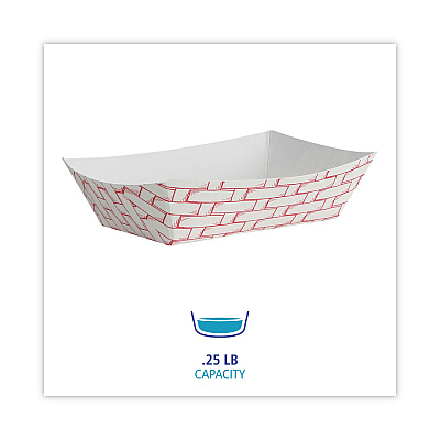 Boardwalk Paper Food Baskets, 0.25 lb Capacity, 2.69 x 4 x 1.05, Red/White, 1,000/Carton (BWK30LAG025)