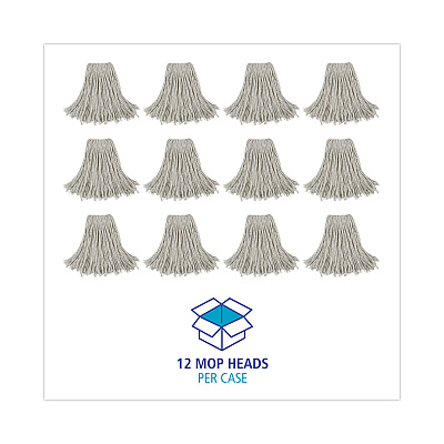 Boardwalk Cut-End Wet Mop Head, Cotton, No. 24, White 12/Carton (BWK2024CCT)