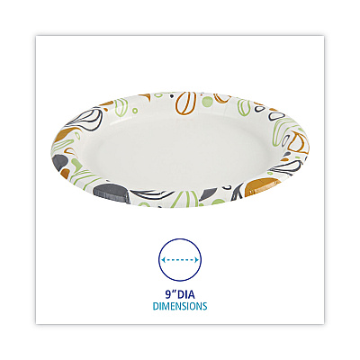 Boardwalk Deerfield Printed Paper Plates, 9" dia, Coated/Soak Proof, White/Yellow/Green/Purple, 125/Pack, 8 Packs/Carton (BWKDEER9PLT)