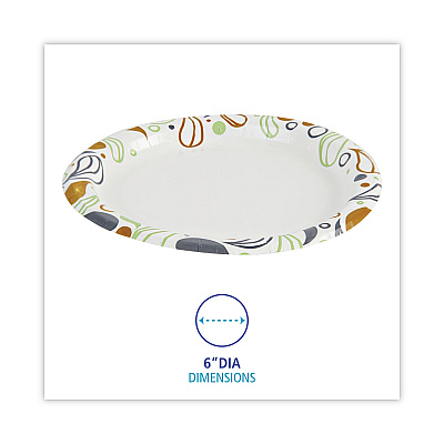 Boardwalk Deerfield Printed Paper Plates, 6" dia, Coated/Soak Proof, White/Yellow/Green/Purple, 250/Pack, 4 Packs/Carton (BWKDEER6PLT)