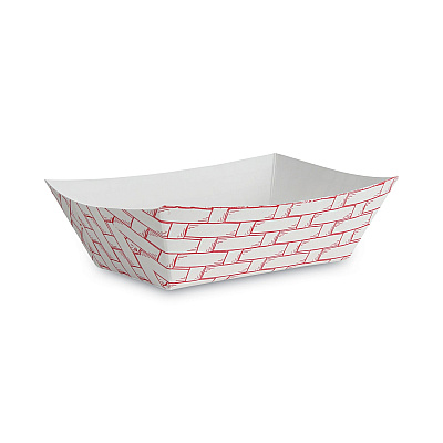 Boardwalk Paper Food Baskets, 1 lb Capacity, Red/White, 1,000/Carton (BWK30LAG100)