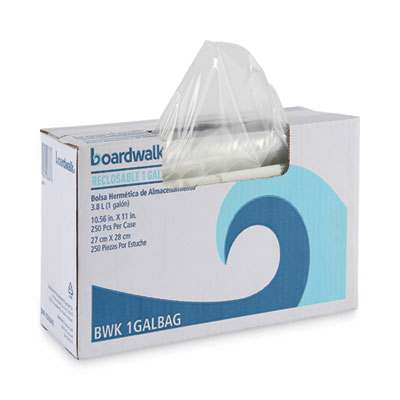 Boardwalk Reclosable Food Storage Bags, Gallon, 10.5" x 11", Clear, 250/Box (BWK1GALBAG)