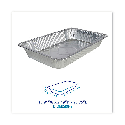 Boardwalk Aluminum Steam Table Pans, Full-Size Deep, 620 Gauge, 3.19" Deep, 12.81 x 20.75, 50/Carton (BWKSTEAMFLDP)