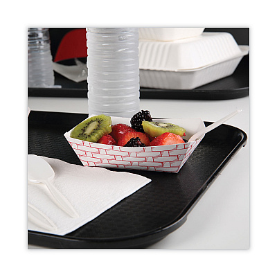 Boardwalk Paper Food Baskets, 1 lb Capacity, Red/White, 1,000/Carton (BWK30LAG100)