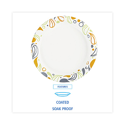 Boardwalk Deerfield Printed Paper Plates, 9" dia, Coated/Soak Proof, White/Yellow/Green/Purple, 125/Pack, 8 Packs/Carton (BWKDEER9PLT)