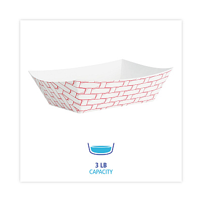 Boardwalk Paper Food Baskets, 3 lb Capacity, Red/White, 500/Carton (BWK30LAG300)