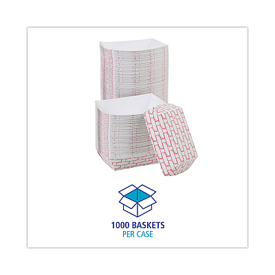 Boardwalk Paper Food Baskets, 2 lb Capacity, Red/White, 1,000/Carton (BWK30LAG200)