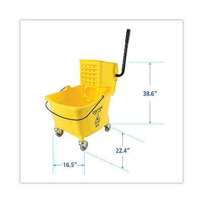 Boardwalk Pro-Pac Side-Squeeze Wringer/Bucket Combo, 8.75 gal, Yellow/Silver (BWK2635COMBOYEL)