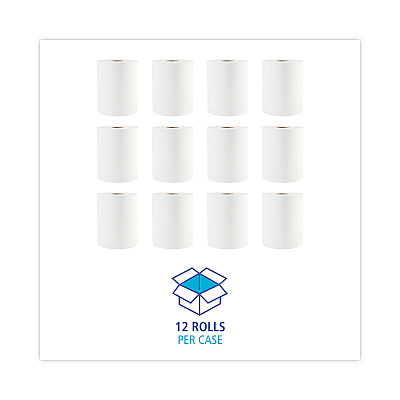 Boardwalk Hardwound Paper Towels, 1-Ply, 8" x 600 ft, White, 2" Core, 12 Rolls/Carton (BWK6261B)