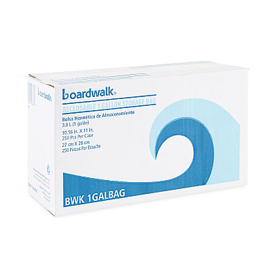 Boardwalk Reclosable Food Storage Bags, Gallon, 10.5" x 11", Clear, 250/Box (BWK1GALBAG)