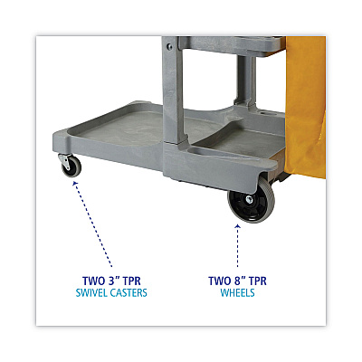 Boardwalk Janitor's Cart, Plastic, 4 Shelves, 1 Bin, 22" x 44" x 38", Gray (BWKJCARTGRA)