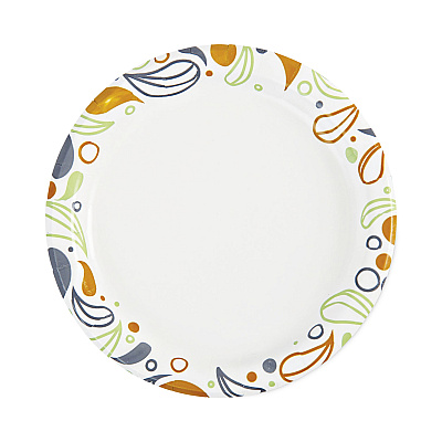 Boardwalk Deerfield Printed Paper Plates, 6" dia, Coated/Soak Proof, White/Yellow/Green/Purple, 250/Pack, 4 Packs/Carton (BWKDEER6PLT)