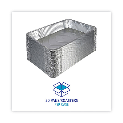 Boardwalk Aluminum Steam Table Pans, Full-Size Deep, 620 Gauge, 3.19" Deep, 12.81 x 20.75, 50/Carton (BWKSTEAMFLDP)