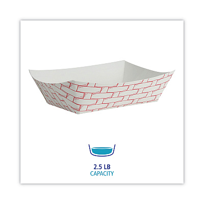 Boardwalk Paper Food Baskets, 2.5 lb Capacity, Red/White, 500/Carton (BWK30LAG250)