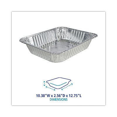 Boardwalk Aluminum Steam Table Pans, Half-Size Deep, 400 Gauge, 2.56" Deep, 10.38 x 12.75, 100/Carton (BWKSTEAMHFDP)