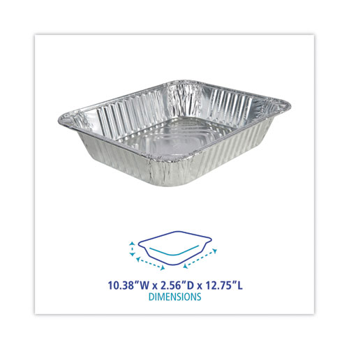 Boardwalk Aluminum Steam Table Pans, Half-Size Deep128 oz., 2.56" Deep, 10.38 x 12.75, 100/Carton (STEAMHFDP)
