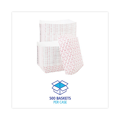 Boardwalk Paper Food Baskets, 5 lb Capacity, Red/White, 500/Carton (BWK30LAG500)