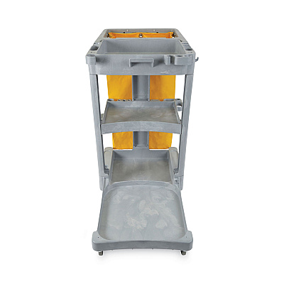 Boardwalk Janitor's Cart, Plastic, 4 Shelves, 1 Bin, 22" x 44" x 38", Gray (BWKJCARTGRA)