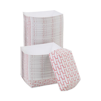 Boardwalk Paper Food Baskets, 2 lb Capacity, Red/White, 1,000/Carton (BWK30LAG200)