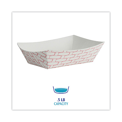 Boardwalk Paper Food Baskets, 0.5 lb Capacity, Red/White, 1,000/Carton (BWK30LAG050)