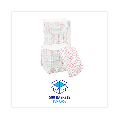 Boardwalk Paper Food Baskets, 3 lb Capacity, Red/White, 500/Carton (BWK30LAG300)