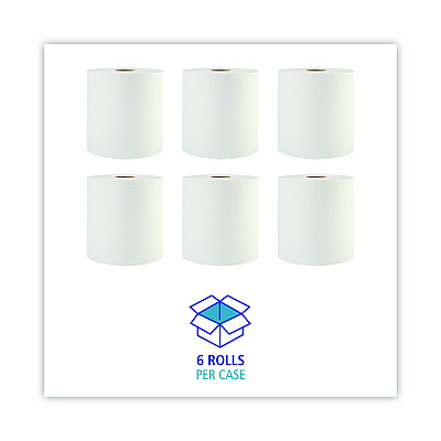 Boardwalk Hardwound Paper Towels, 1-Ply, 8" x 800 ft, White, 6 Rolls/Carton (BWK6254B)