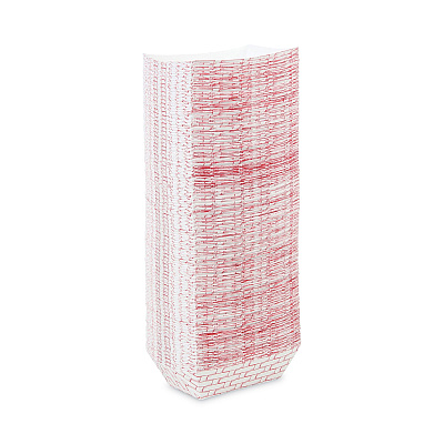 Boardwalk Paper Food Baskets, 1 lb Capacity, Red/White, 1,000/Carton (BWK30LAG100)