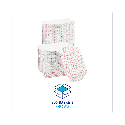 Boardwalk Paper Food Baskets, 1 lb Capacity, Red/White, 1,000/Carton (BWK30LAG100)
