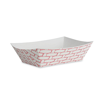 Boardwalk Paper Food Baskets, 3 lb Capacity, Red/White, 500/Carton (BWK30LAG300)