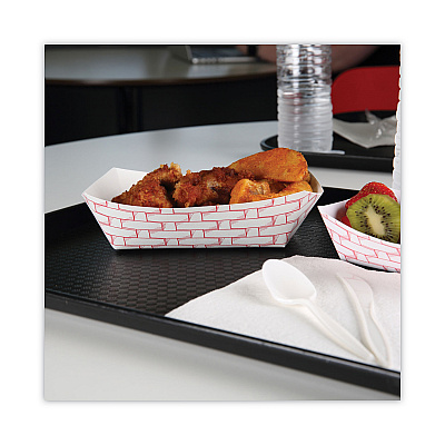 Boardwalk Paper Food Baskets, 2.5 lb Capacity, Red/White, 500/Carton (BWK30LAG250)