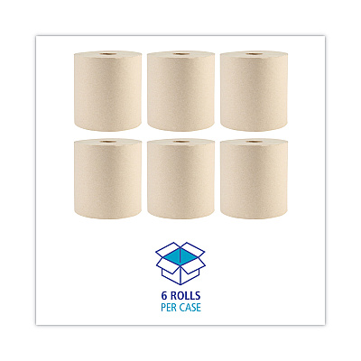 Boardwalk Green Xtra Roll Towels, 1-Ply, 8" x 800 ft, Natural, 6 Rolls/Carton (BWK32GREEN)