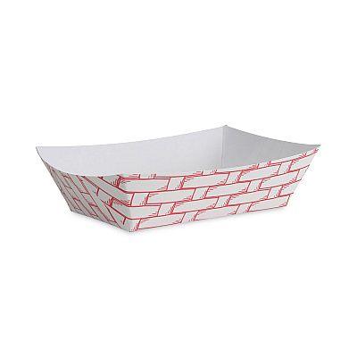 Boardwalk Paper Food Baskets, 2 lb Capacity, Red/White, 1,000/Carton (BWK30LAG200)