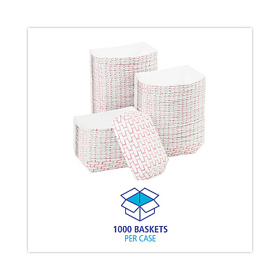 Boardwalk Paper Food Baskets, 0.25 lb Capacity, 2.69 x 4 x 1.05, Red/White, 1,000/Carton (BWK30LAG025)
