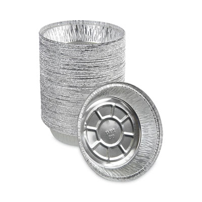 Boardwalk Round Aluminum To-Go Containers, 250 Gauge, 24 oz, 7" Diameter x 1.47"h, Silver, 500/Carton (BWKROUND7)