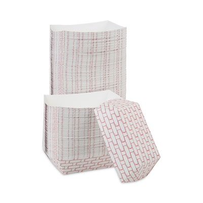 Boardwalk Paper Food Baskets, 3 lb Capacity, Red/White, 500/Carton (BWK30LAG300)