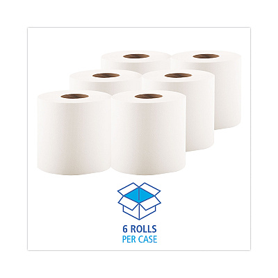 Boardwalk Center-Pull Hand Towels, 2-Ply, Perforated, 7.87 x 10, White, 600/Roll, 6 Rolls/Carton (BWK6400)