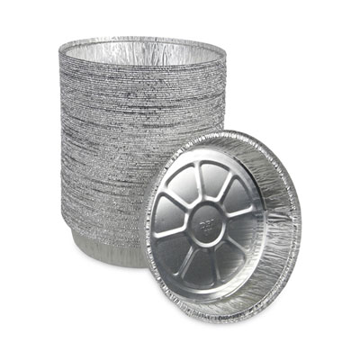 Boardwalk Round Aluminum To-Go Containers, 300 Gauge, 48 oz, 9" Diameter x 1.66"h, Silver, 500/Carton (BWKROUND9)