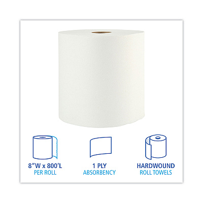 Boardwalk Xtra Roll Towels, 1-Ply, 8" x 800 ft, White, 6 Rolls/Carton (BWK35XTRA)