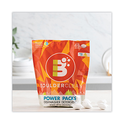 Boulder Clean Dishwasher Detergent Power Packs, Citrus Zest, 48 Tab Pouch, 6/Carton (BCL003663CT)