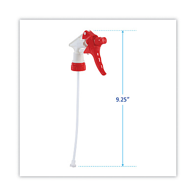 Boardwalk Trigger Sprayer 250, 9.25" Tube Fits 32 oz Bottles, Red/White, 24/Carton (BWK09229)