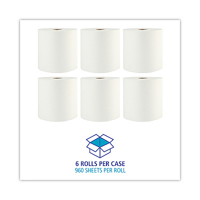 Boardwalk Xtra Roll Towels, 1-Ply, 8" x 800 ft, White, 6 Rolls/Carton (BWK35XTRA)