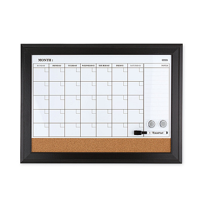 Quartet Home Decor Magnetic Combo Dry Erase Board with Cork Board on Bottom, 23 x 17, Tan/White Surface, Espresso Wood Frame (QRT79275)