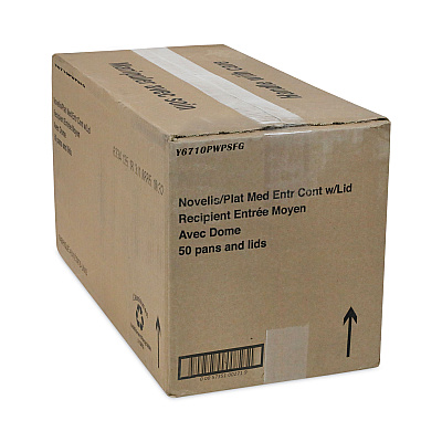 Pactiv Evergreen Classic Carry-Out Container, 46 oz, 9.75 x 7.75 x 1.75, Silver, Aluminum, 50/Carton (PCTY6710PWPSFG)