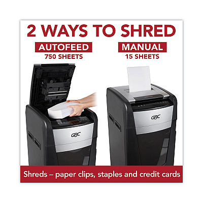 GBC AutoFeed+ 750M Micro-Cut Large Office Shredder, 750 Auto/15 Manual Sheet Capacity (GBCWSM1757613)