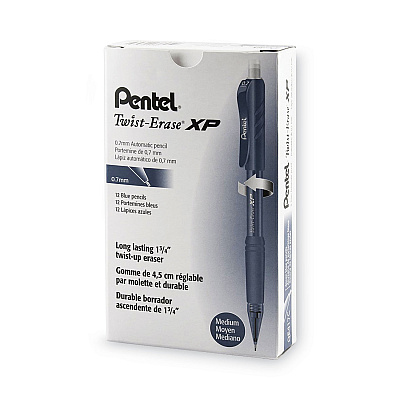 Pentel Twist-Erase EXPRESS Mechanical Pencil, 0.7 mm, HB (#2), Black Lead, Blue Barrel, Dozen (PENQE417C)