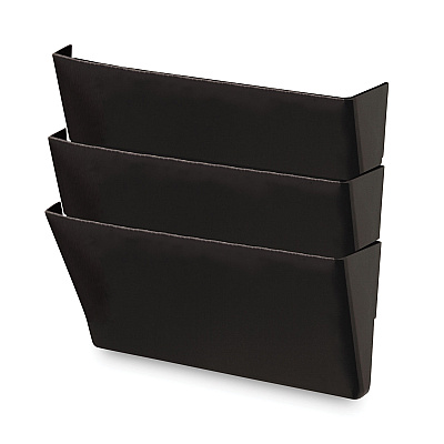 Universal Wall File Pockets, 3 Sections, Letter Size,13" x 4.13" x 14.5", Black, 3/Pack (UNV08121)