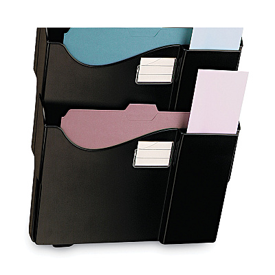 Universal Grande Central Filing System, 4 Sections, Legal/Letter Size, Wall Mount, 16.63" x 4.75" x 27.5", Black, 4/Pack (UNV08137)