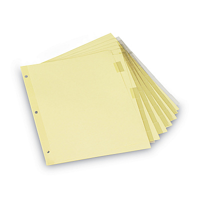 Universal Insertable Tab Index, 8-Tab, 11 x 8.5, Buff, Clear Tabs, 6 Sets (UNV21873)