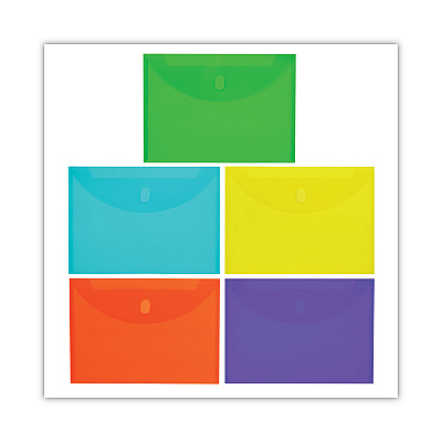 C-Line Reusable Poly Envelope, Hook/Loop Closure, 8.5 x 11, Assorted Colors, 10/Pack (CLI58030)